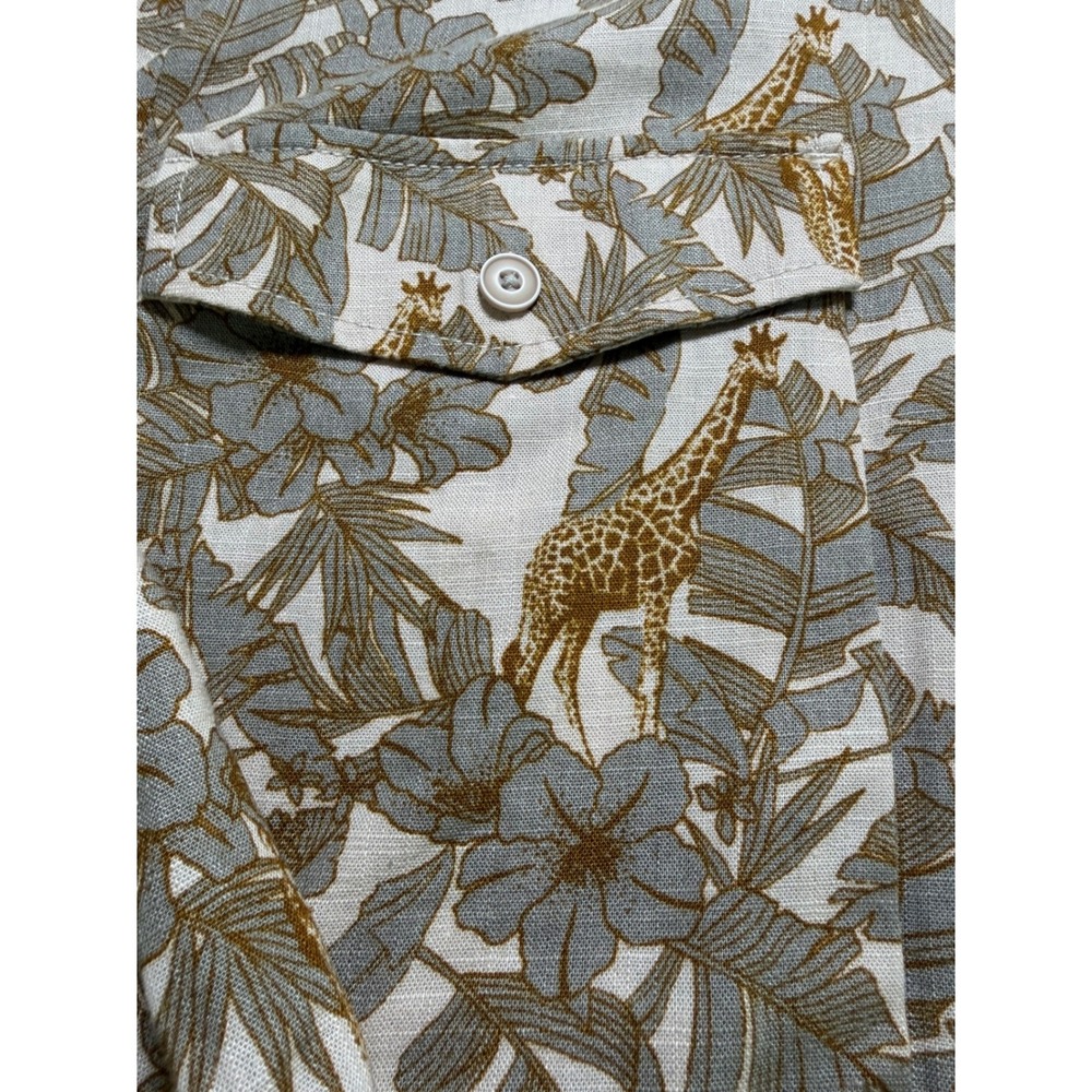 Du Jour Womens XL Giraffe Safari Print Linen Blend Button Down Shirt A378515 - Picture 9 of 9